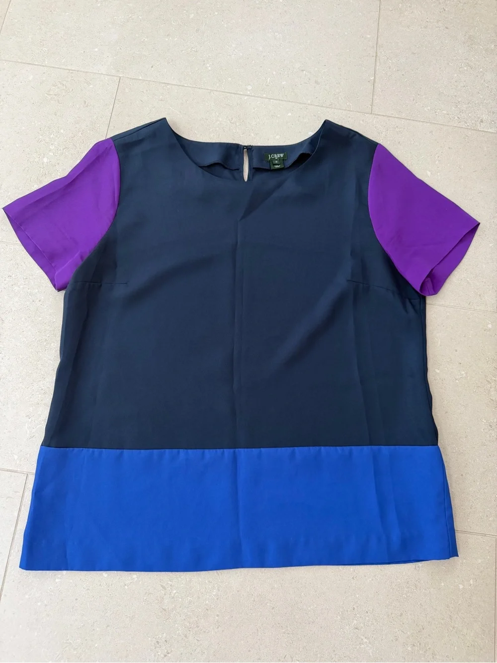 J. Crew Colorblock Short Sleeve Top in Navy, Royal Blue & Purple - Picture 3 of 4